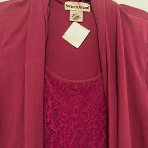 Seventh Avenue Hot pink Lace layered blouse